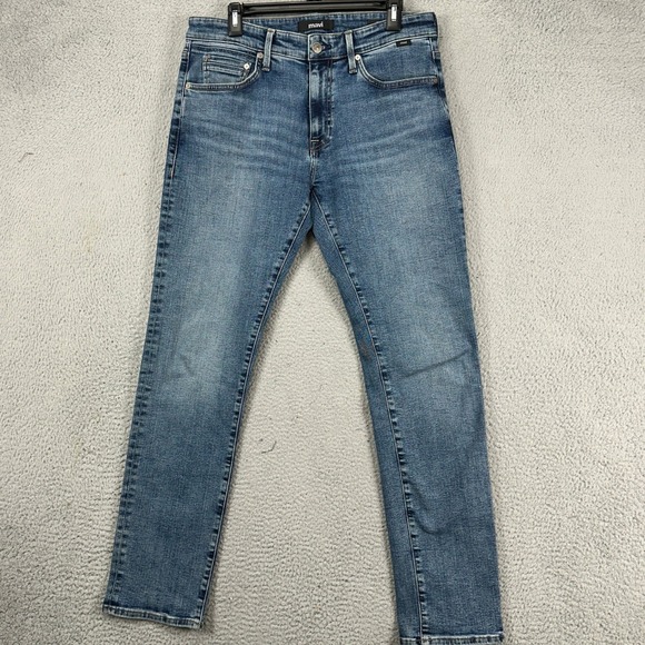 Mavi Jake Mens Slim Leg Jeans 32X32 Blue Distressed 5 Pocket Stretch Denim Pants